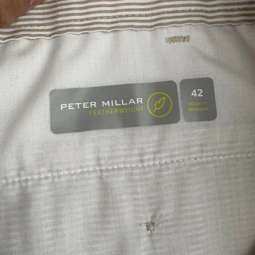 Peter Millar Shorts Mens 42 Beige White Seersucker Featherweight Golf Striped